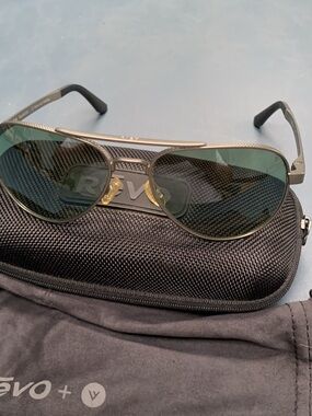 Revo Zifi Men’s Aviator Sunglasses - matte gunmetal frame w gray-green lens.